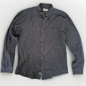 Marine Layer Mens Long Sleeve Button Up Shirt Medium Grey/Red Stripe Casual
